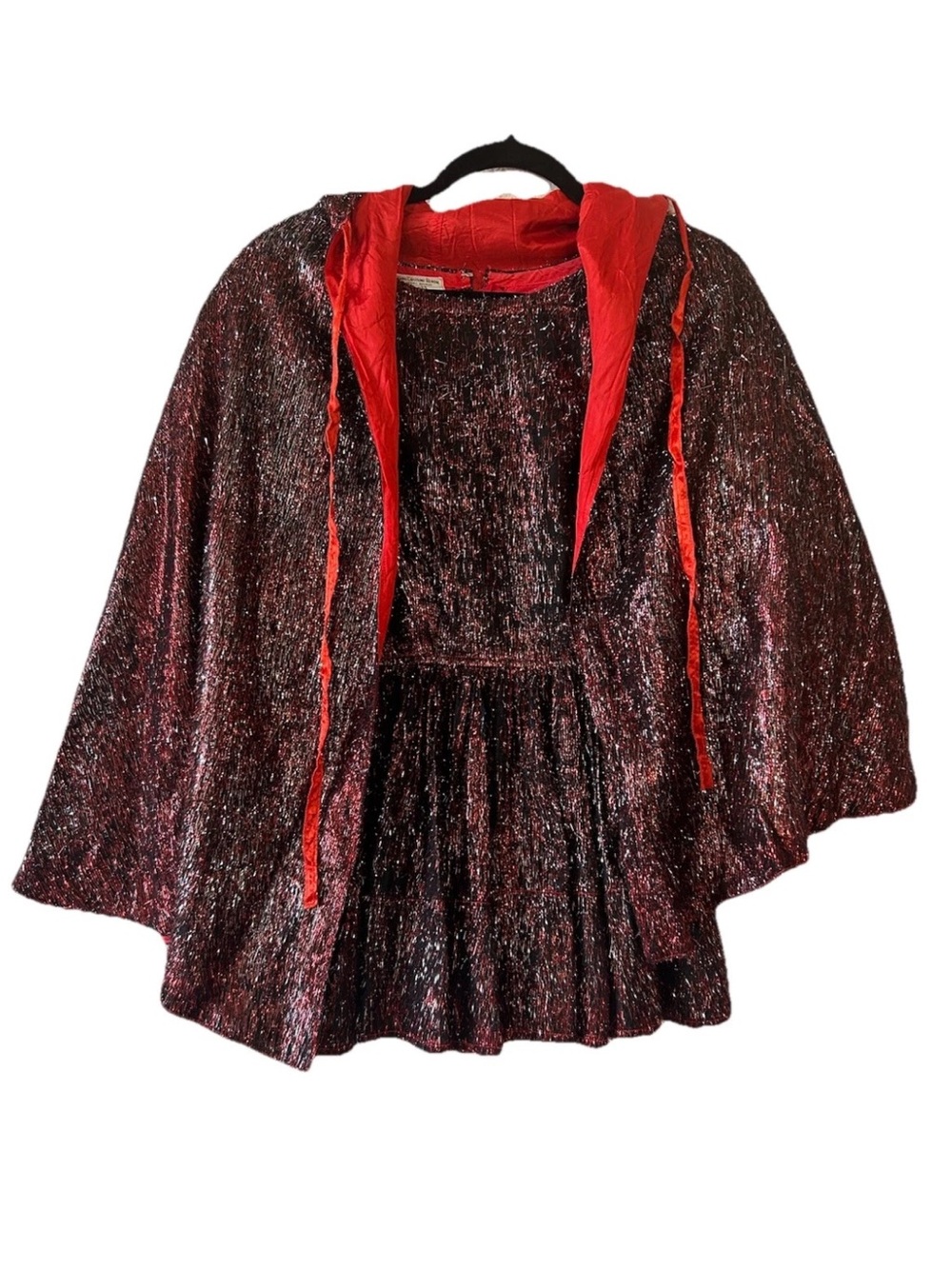Vintage Williams Costume Metallic Mini Dress Cape Set XS/S Showgirl Burlesque
